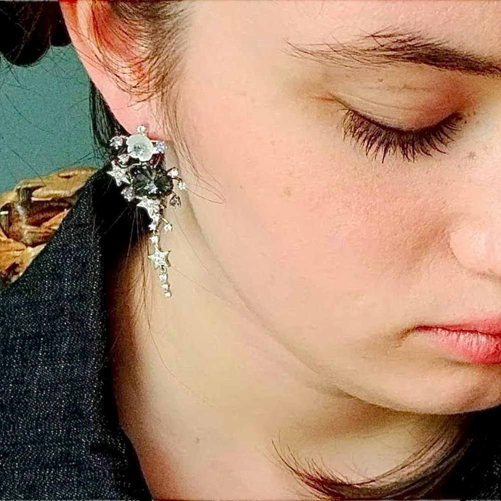 Artisan Tanzanite Floral Sterling Earrings - Picture 2 of 10